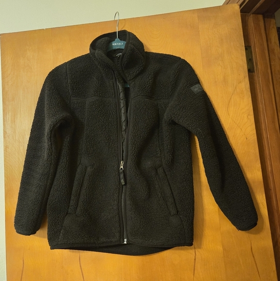 North Face Girl's Black Fleece Sherpa Full Zip Jacket Size M (10-12) - Picture 1 of 6